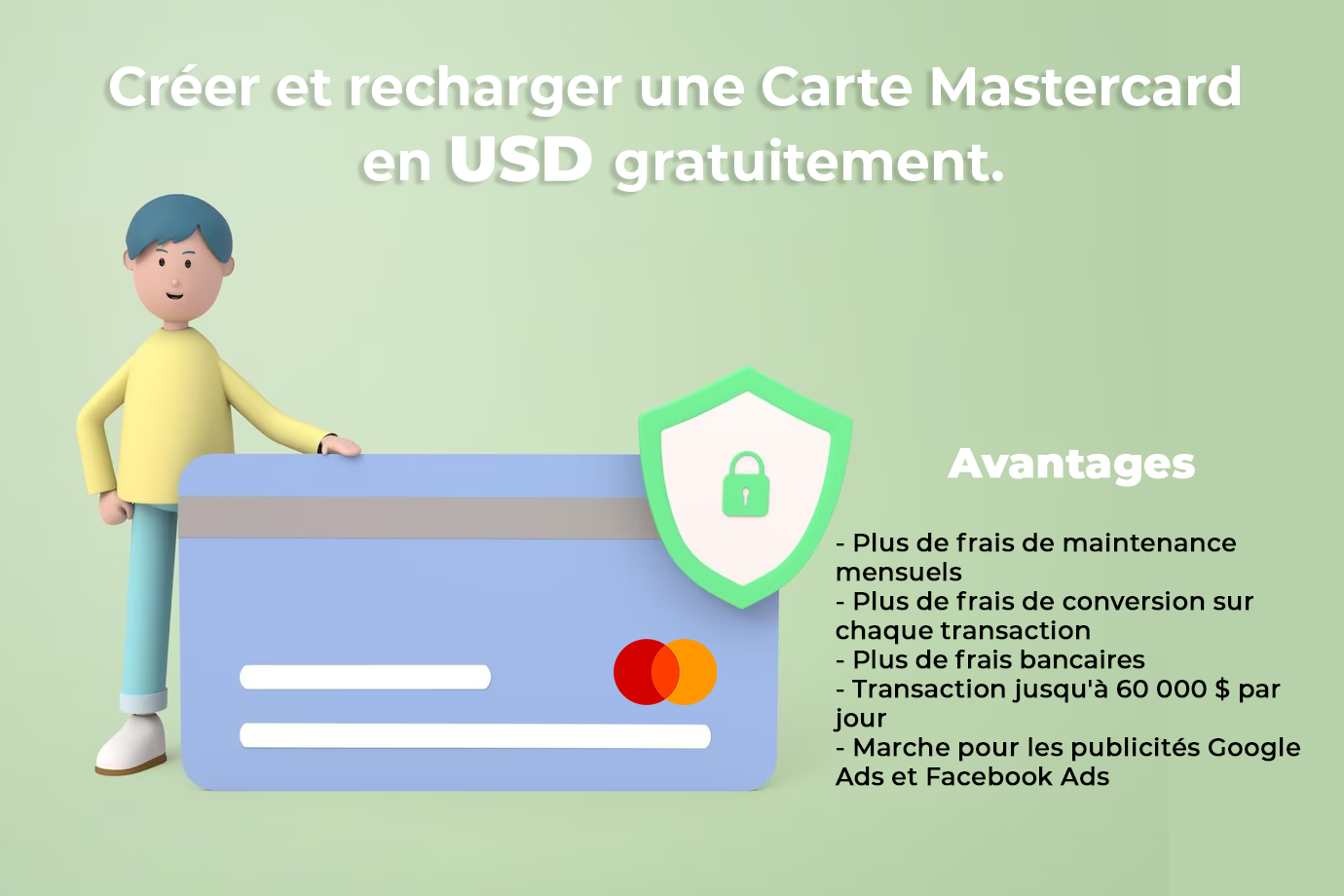 Apprendre a créer une carte bancaire Mastercard en USD ($).
